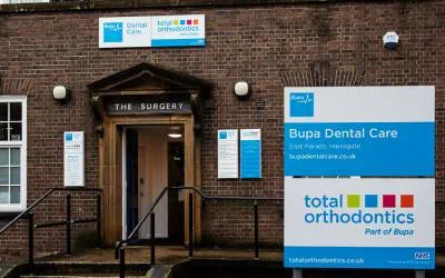 The signage and front door of Total Orthodontics Harrogate