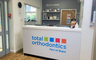The reception desk at Total Orthodontics Sheffield