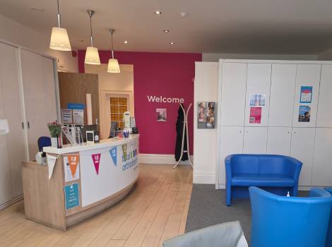 Reception in Total Orthdontics Tunbridge wells has comfortable seating for patients