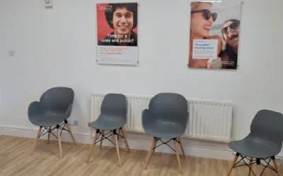 Chairs for patient use in the waiting area of Total Orthodontics Warrington